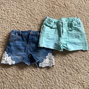 Two pairs of girls jean shorts